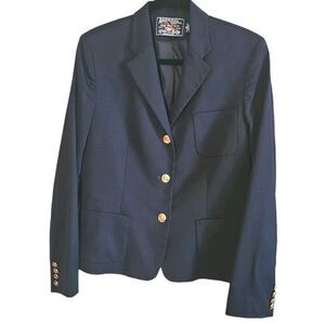 American Living Womens Navy Blue Blazer Wool Blend Suit 3 Button Jacket Size 12
